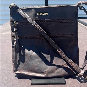 Estalon Brown Leather Crossbody Bag
